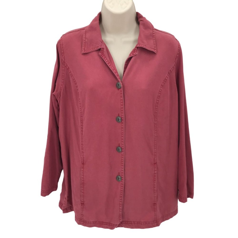 French Laundry Womens Tencel Light Red Button Long Sleeve Jacket Size M